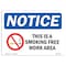 Signmission OSHA Sign, This Is Smoke Free Workplace With, 10in X 7in Rigid Plastic, 7" W, 10" L, Landscape OS-NS-P-710-L-16689 - alternate 1
